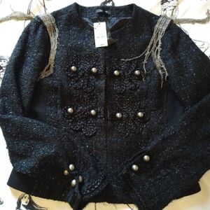 Elegant Express Tweed Military Jacket